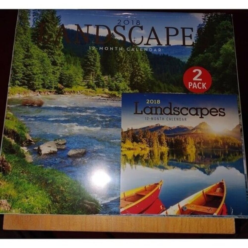 2018-LANDSCAPES 12-MONTH CALENDARS-2 PACK/NEW/SEALED/VINTAGE-NEW-2018